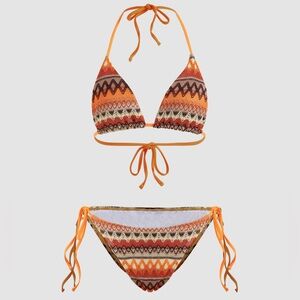 Cider Orange and Brown Zigzag Bikini Set